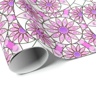 Papel De Regalo Patrón de Mandala, lavanda, rosa, rosa caliente, b