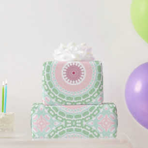 Papel De Regalo Patrón de mandala moderno en menta y rosa