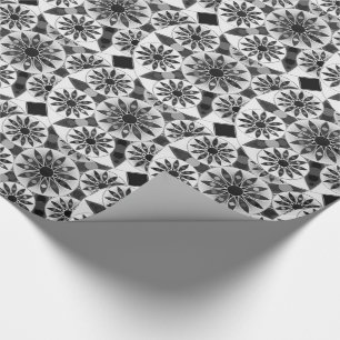 Papel De Regalo Patrón de Mandala , negro, blanco y gris / gris