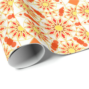 Papel De Regalo Patrón de Mandala, rojo ladrillo, óxido, oro