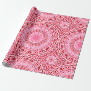 Papel De Regalo Patrón de Mandala Rojo y Rosa