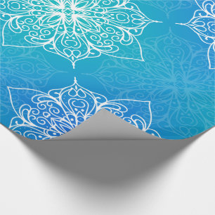 Papel De Regalo Patrón de Mandala subacuática azul