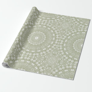 Papel De Regalo Patrón de Mandala Verde Salvia