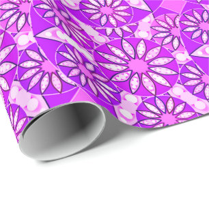 Papel De Regalo Patrón de mandala, violeta, orquídea y rosa