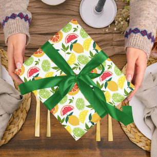 Papel De Regalo Patrón de mandarina Naranja de limón de cítricos b