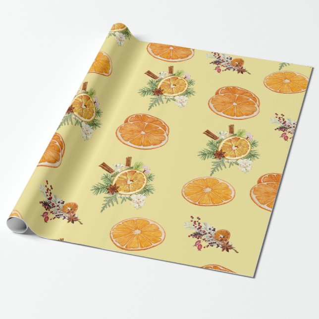 Papel De Regalo Patrón de Mandarins (Desenrollado)