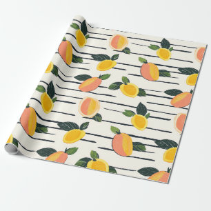Papel De Regalo Patrón de mango de color de agua con hojas verdes