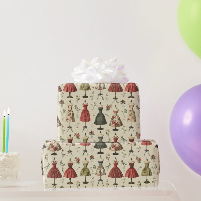 Papel De Regalo Patrón de maniquíes de época (Regalos de fiesta)