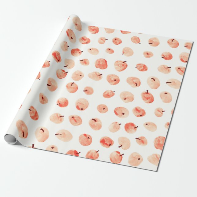 Papel De Regalo Patrón de manzanas del paraíso rojo (Desenrollado)
