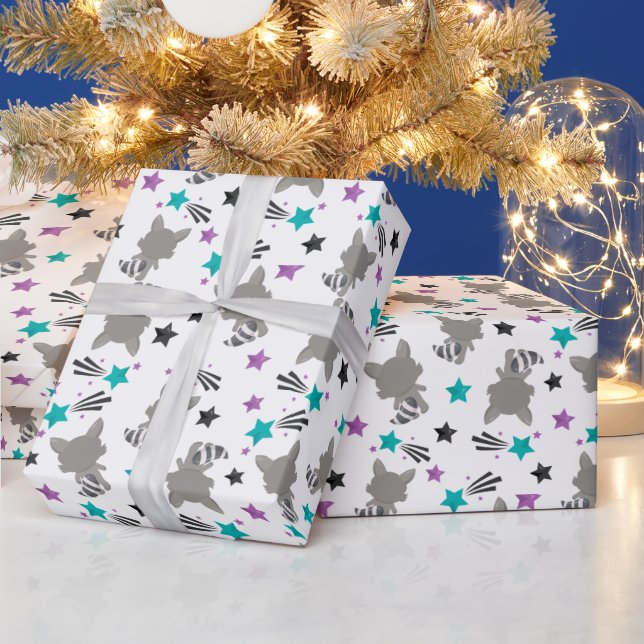 Papel De Regalo Patrón de mapache lindo (Vacaciones)
