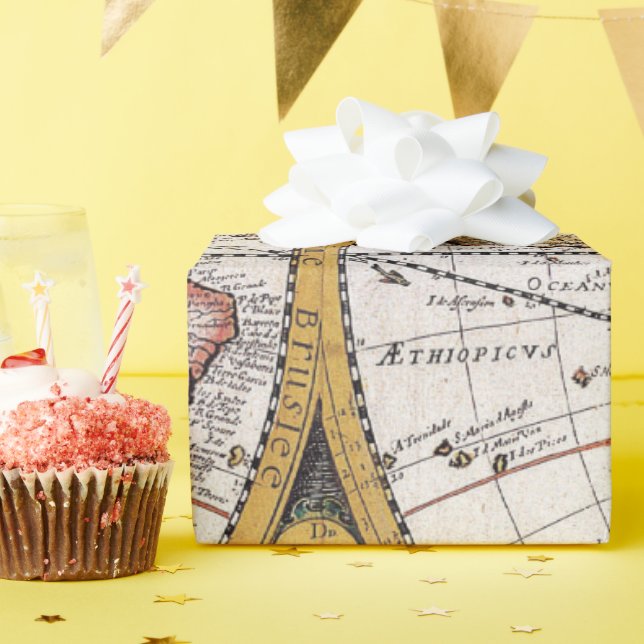 Papel De Regalo Patrón de mapas antiguos (Fiesta de cumpleaños )