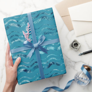 Papel De Regalo Patrón de mar azul ondulado