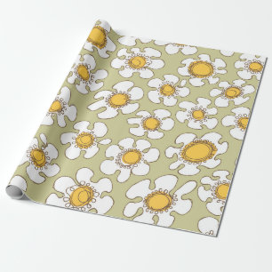 Papel De Regalo Patrón de mareas de una sola línea de olivo y oro