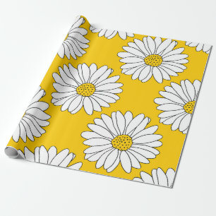 Papel De Regalo Patrón de margarita blanca amarilla 2