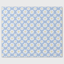Papel De Regalo Patrón de margarita blanca azul