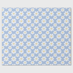 Papel De Regalo Patrón de margarita blanca azul
