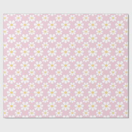 Papel De Regalo Patrón de margarita blanca rosa