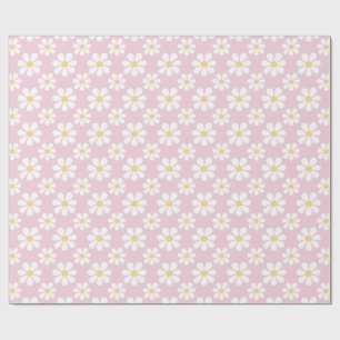 Papel De Regalo Patrón de margarita blanca rosa