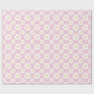 Papel De Regalo Patrón de margarita blanca rosa