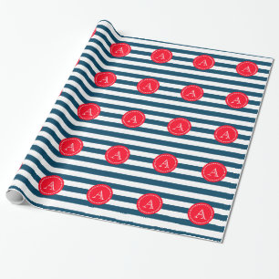 Papel De Regalo Patrón de marina azul y blanca