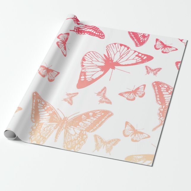 Papel De Regalo Patrón de mariposa (Desenrollado)