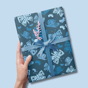 Papel De Regalo Patrón de mariposa azul