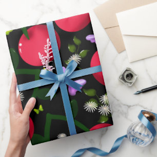 Papel De Regalo Patrón de Mariposa Cereza Lindo, Fruta Kawaii Bril