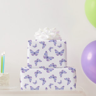 Papel De Regalo Patrón de mariposa de lavanda francesa