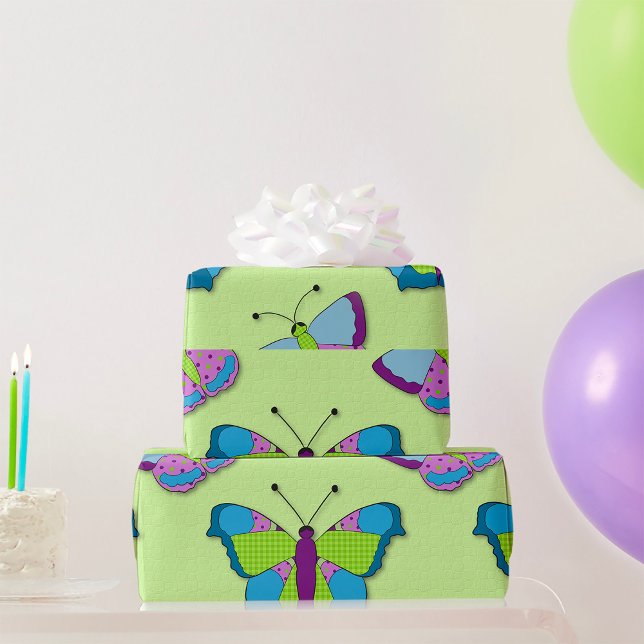 Papel De Regalo Patrón de mariposa de patchwork sobre verde (Subido por el creador)