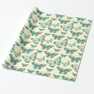 Papel De Regalo Patrón de mariposa floral de bonito