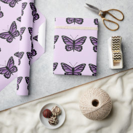 Papel De Regalo Patrón de mariposa púrpura