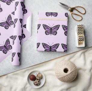 Papel De Regalo Patrón de mariposa púrpura