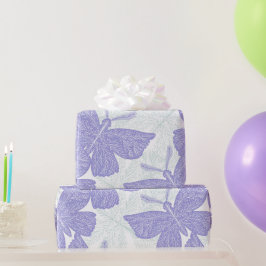 Papel De Regalo Patrón de mariposa púrpura periwinkal