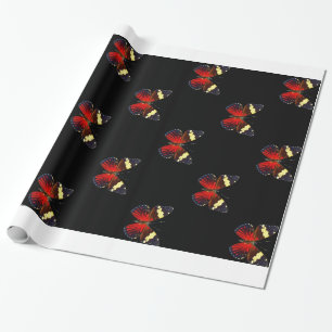 Papel De Regalo Patrón de mariposa roja y negra