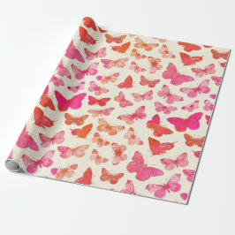 Papel De Regalo Patrón de mariposa rosa lindo y groovy