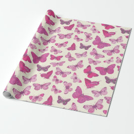 Papel De Regalo Patrón de mariposa rosada