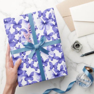 Papel De Regalo Patrón de mariposas azules de corte