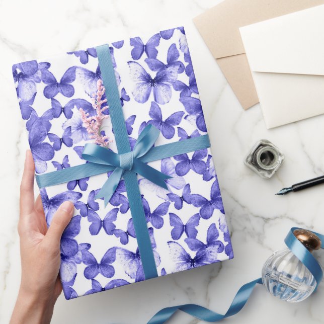 Papel De Regalo Patrón de mariposas azules de corte (Regalar)