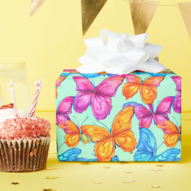 Papel De Regalo Patrón de mariposas coloridas (Fiesta de cumpleaños )