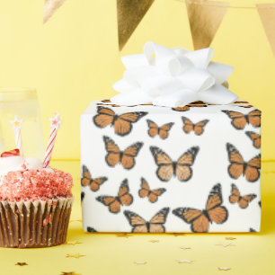 Papel De Regalo Patrón de mariposas monarca naranja