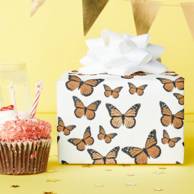 Papel De Regalo Patrón de mariposas monarca naranja (Fiesta de cumpleaños )