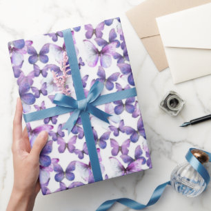 Papel De Regalo Patrón de mariposas púrpura de corte Pastel