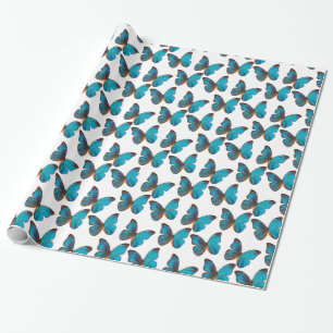 Papel De Regalo Patrón de mariposas turquesa azul de selva tropica