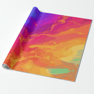 Papel De Regalo Patrón de mármol arcoíris con acentos dorados – Lu
