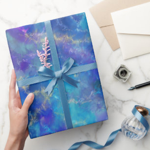 Papel De Regalo Patrón de mármol azul, púrpura y dorado