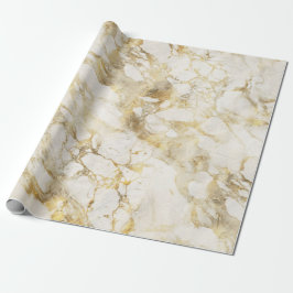 Papel De Regalo Patrón de mármol blanco y dorado moderno