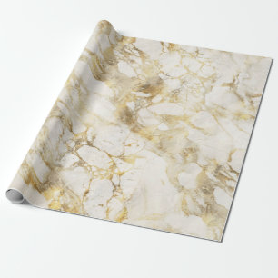 Papel De Regalo Patrón de mármol blanco y dorado moderno