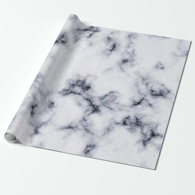 Papel De Regalo Patrón de mármol en blanco y negro (Desenrollado)