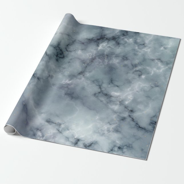 Papel De Regalo Patrón de mármol gris blanco y negro (Desenrollado)