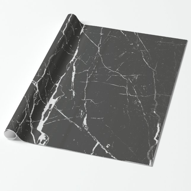 Papel De Regalo Patrón De Mármol Gris Negro Y Claro (Desenrollado)